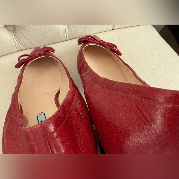Prada Calzature Donna Red Patent Leather Tassel Ballet Flats Women Size 12 - Picture 5 of 15